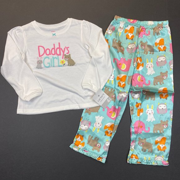 Girl's Carter's Pajama Set "Daddy's Girl" - White - Size 4 - Picture 1 of 5